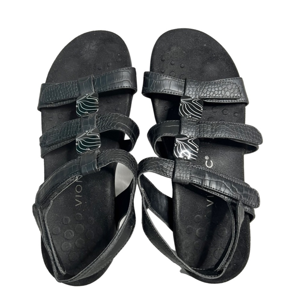 Vionic Amber Adjustable Black Open Toe Stylish Sa… - image 6